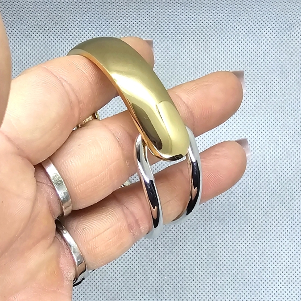Silver & Gold Tone Clamper Bracelet